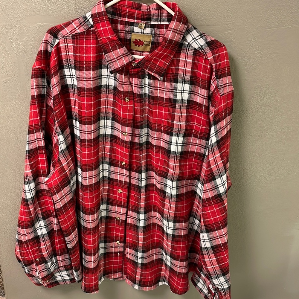 🆕 Field N Forest red/white Flannel Plaid Shirt size 3XL